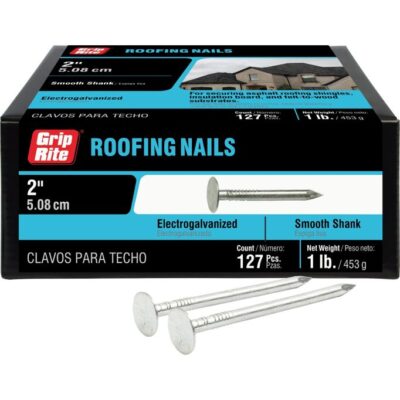 grip-rite 2-in smooth shank electro-galvanized roofing nails 50lb