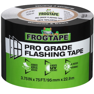 FrogTapePro Grade Flashing Tape for Windows and Doors 3.75-in x 75-ft Black Acrylic Flashing tape