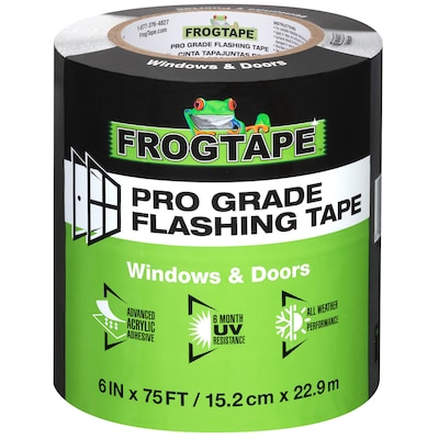 FrogTapePro Grade Flashing Tape for Windows and Doors 6-in x 75-ft Black Acrylic Flashing tape